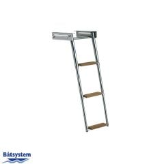 BKT73T Telescopic ladder in casing, 3 teaksteps and lock